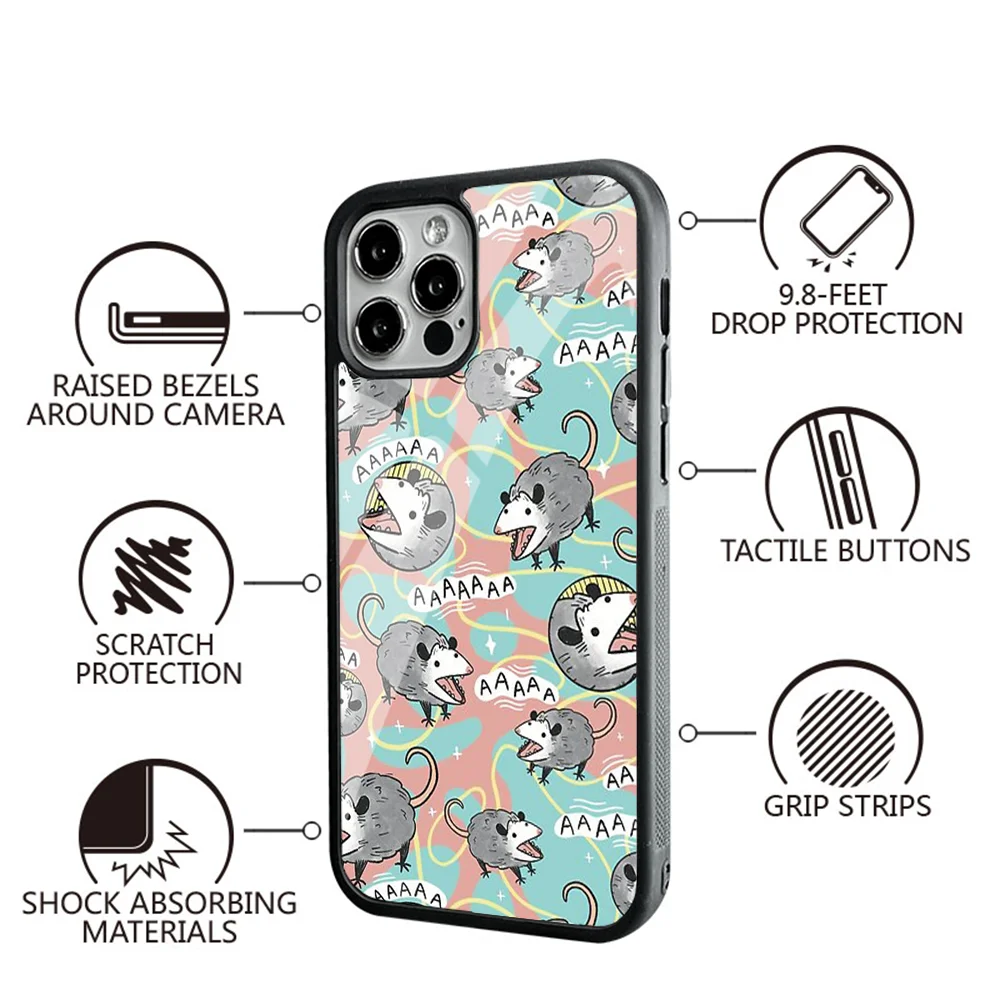 Opossum Screm Phone Case For IPhone 16 16pro 16plus 16promax Pro Plus Max Mirror Acrylic PC TPU Cover