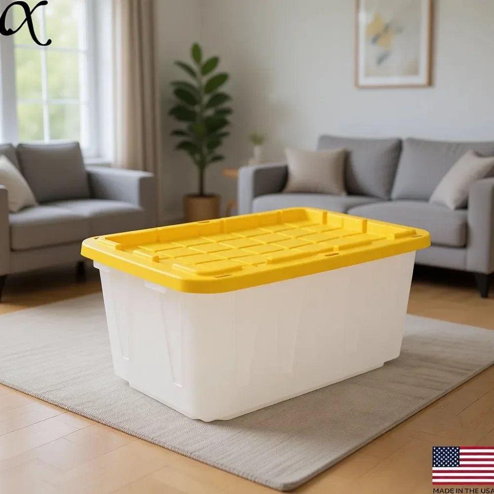 Heavy Duty Clear Stackable Storage Bins with Lids, Ideal for Dorm, Classroom, Home Organization, 4 Pack view 2