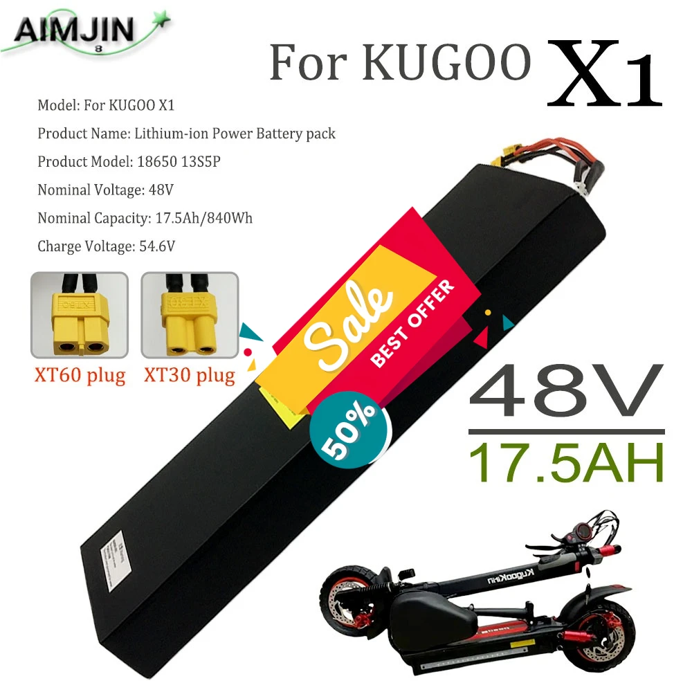 100% Original New 13S5P 48V 17.5Ah Battery For Kugoo X1 Electric Scooter E-Bike 400W Li-ion Replacement Pack