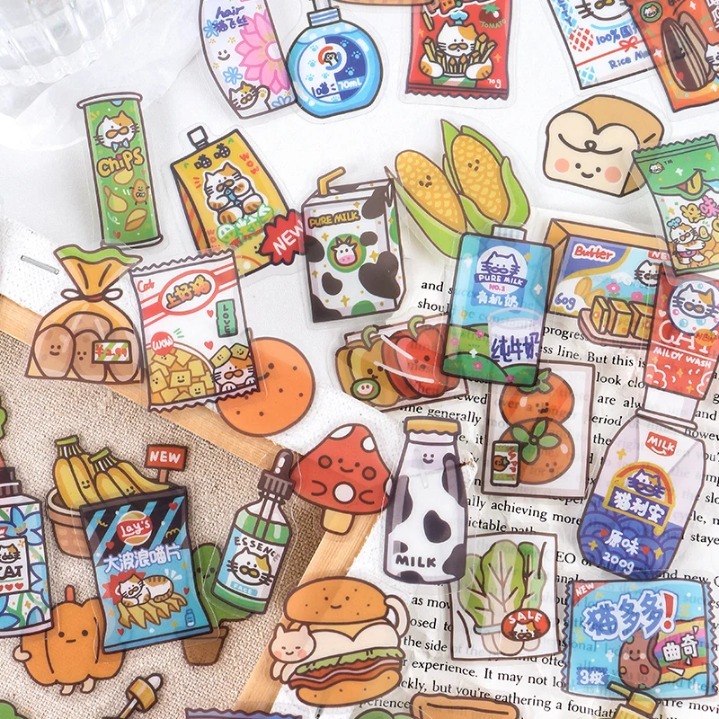 40pcs Kawaii 24-hour convenience stores Stickers Waterproof PET DIY Decor Scrapbooking Children Collage Scrapbook Cute Stickers