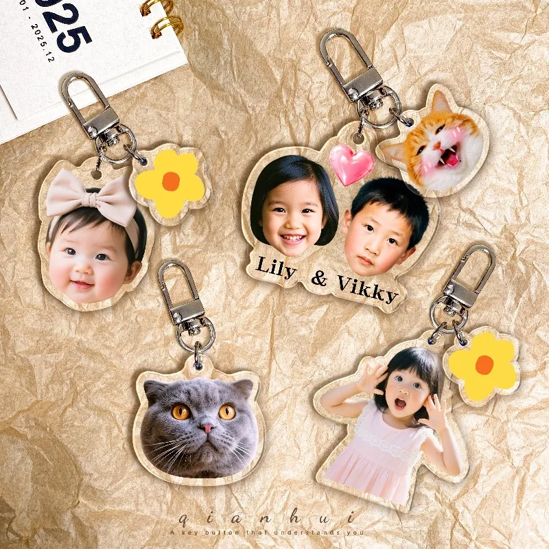 

Custom People Lovers Acrylic Keychain Personalized Logo DIY Pendant Photo Clear Cute Commemoration Bag Charm Designer Key Chain