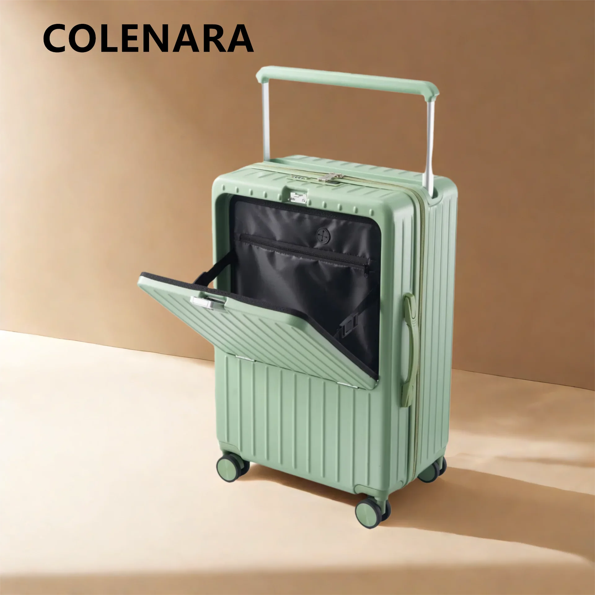 COLENARA حقيبة جديدة 20 "22" 24 بوصة PC صندوق الصعود حقيبة تروللي بعجلات متعددة الوظائف المرأة صندوق كلمة المرور حمل على أمتعة السفر