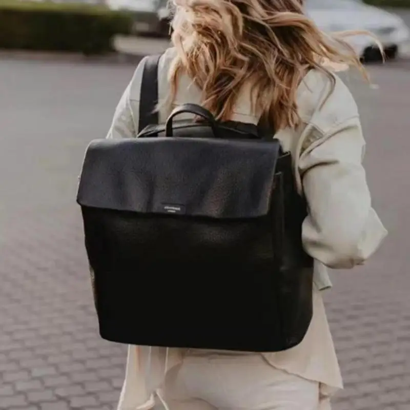 New High-quality Lychee Patterned Top Layer Cowhide Women's Backpack Retro Large Capacity Single Shoulder Crossbody Bags Trendy