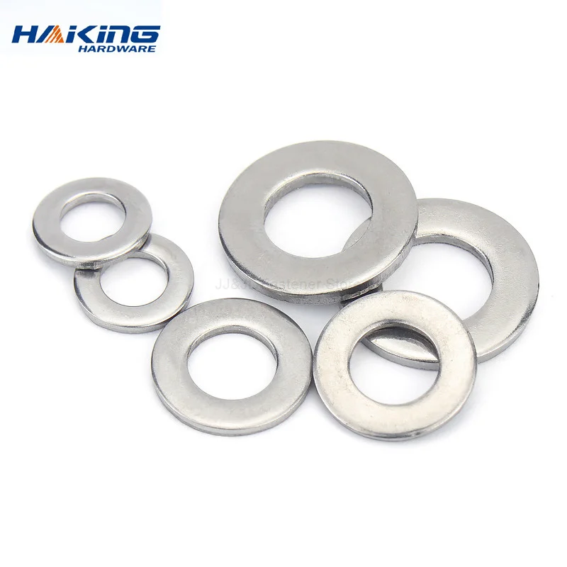 1-100 pcs M1.6 M2 M2.5 M3 M4 M5 M6 M8 M10 M12 M16 M20 M22 304 Stainless Steel Flat Washer shim spacer Plain metal Washers Rings