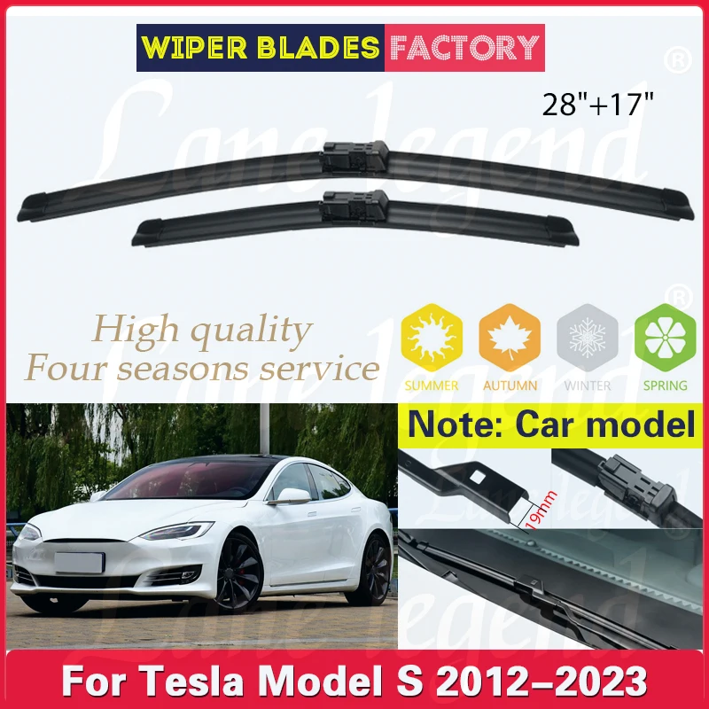 

Car Wiper Blade For Tesla Model S 2012 - 2023 Soft Rubber Windshield Windscreen Front Window Blades 28"+17" Car Accessories