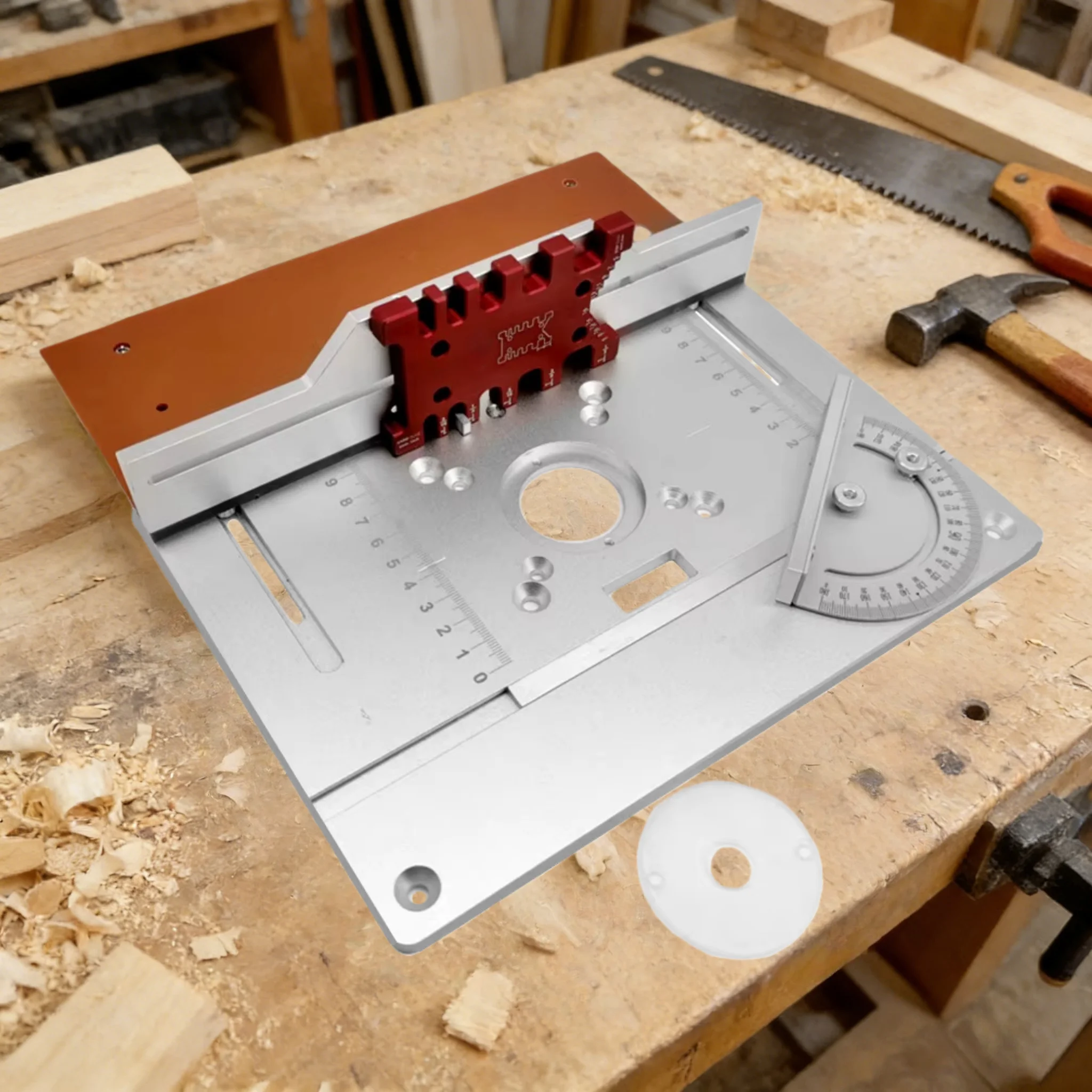 

Aluminium Router Table Insert Plate Electric Wood Milling Flip Board with Miter Gauge Guide Table Saw Woodworking Workbench