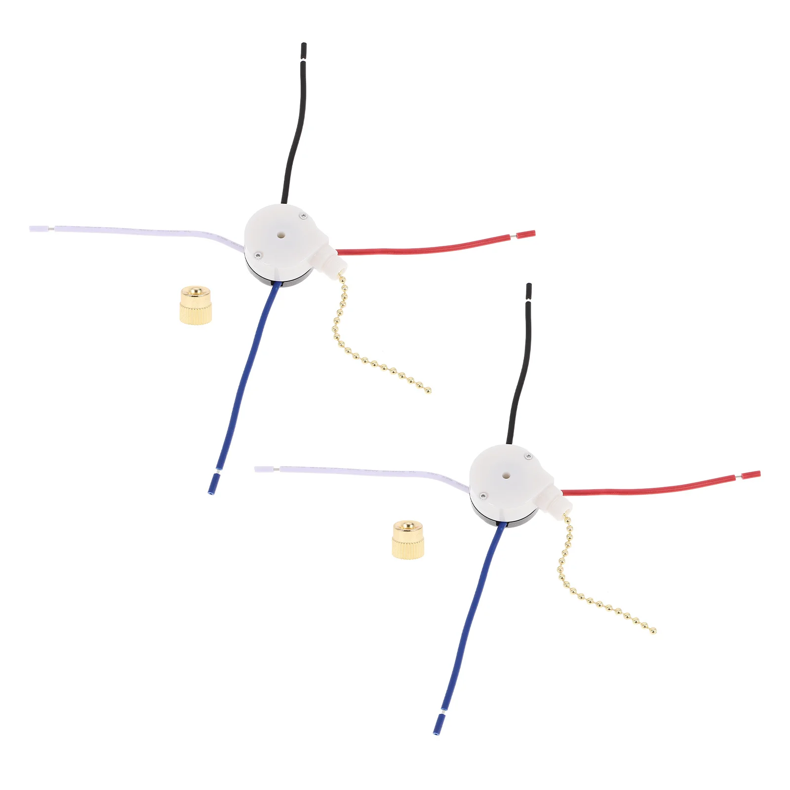 

2Pcs Ceiling Fan Pull Chain Switch 3-Speed 4-Wire Control Sturdy Plastic Metal Material for Ceiling Fans Pull Chain Switch