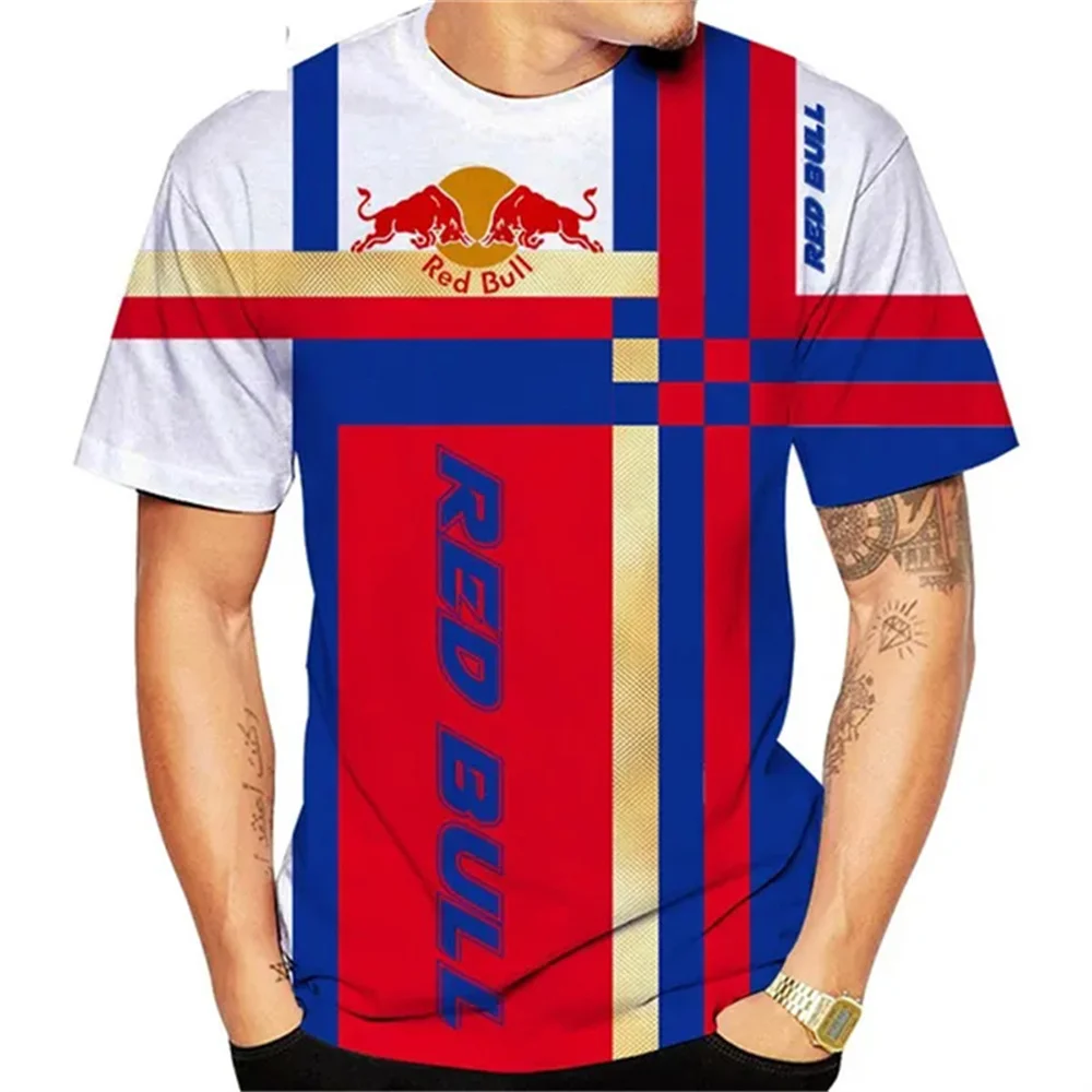 2025 verão nova motocicleta masculina corrida red bull logotipo 3d impresso red bull lazer ao ar livre bicicleta fora de estrada camiseta 6xl