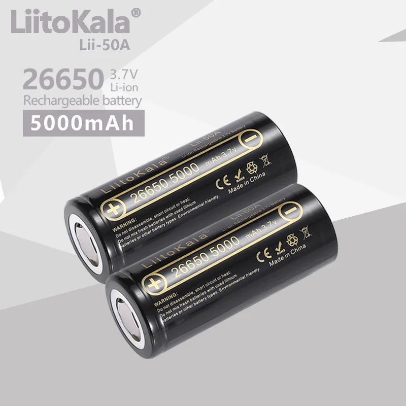 LiitoKala Lii-50A wskazał 3.7V 26650 5000mA akumulatory rozładowarka 26650-50A 20A moc baterii do latarki e-narzędzia
