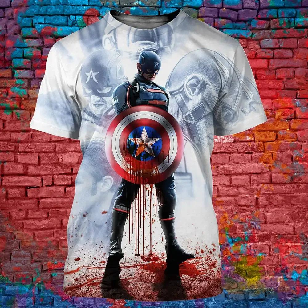 Disney T-Shirts Captain America Movie 3D Print Streetwear Men Women Fashion Oversized T Shirt Kids Boys Girls Tees Tops Clothing