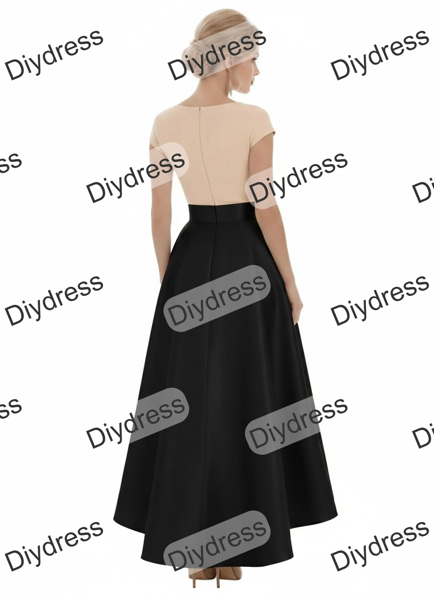 Girl's High Low Elegant Prom Party Satin Skirt A-Line Front Short Back Long Satin Skirt With Pockets For Evening Gown