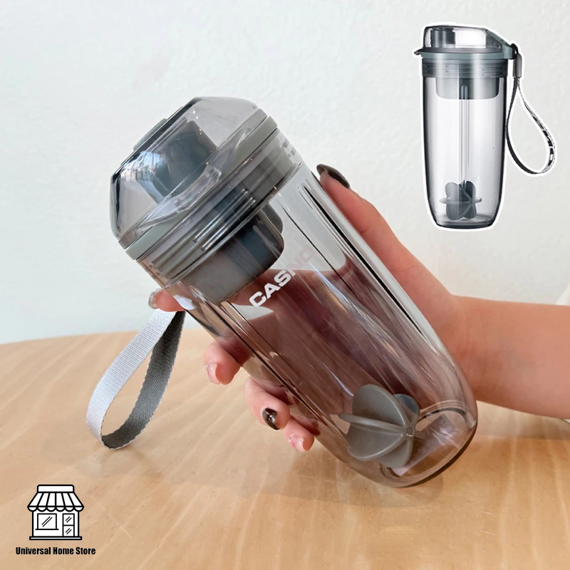 

Multi-Functional Sports Water Bottle With Leak-Proof Feature, Portable Travel Water Cup With Stirring Ball And Rope, Shake Cup