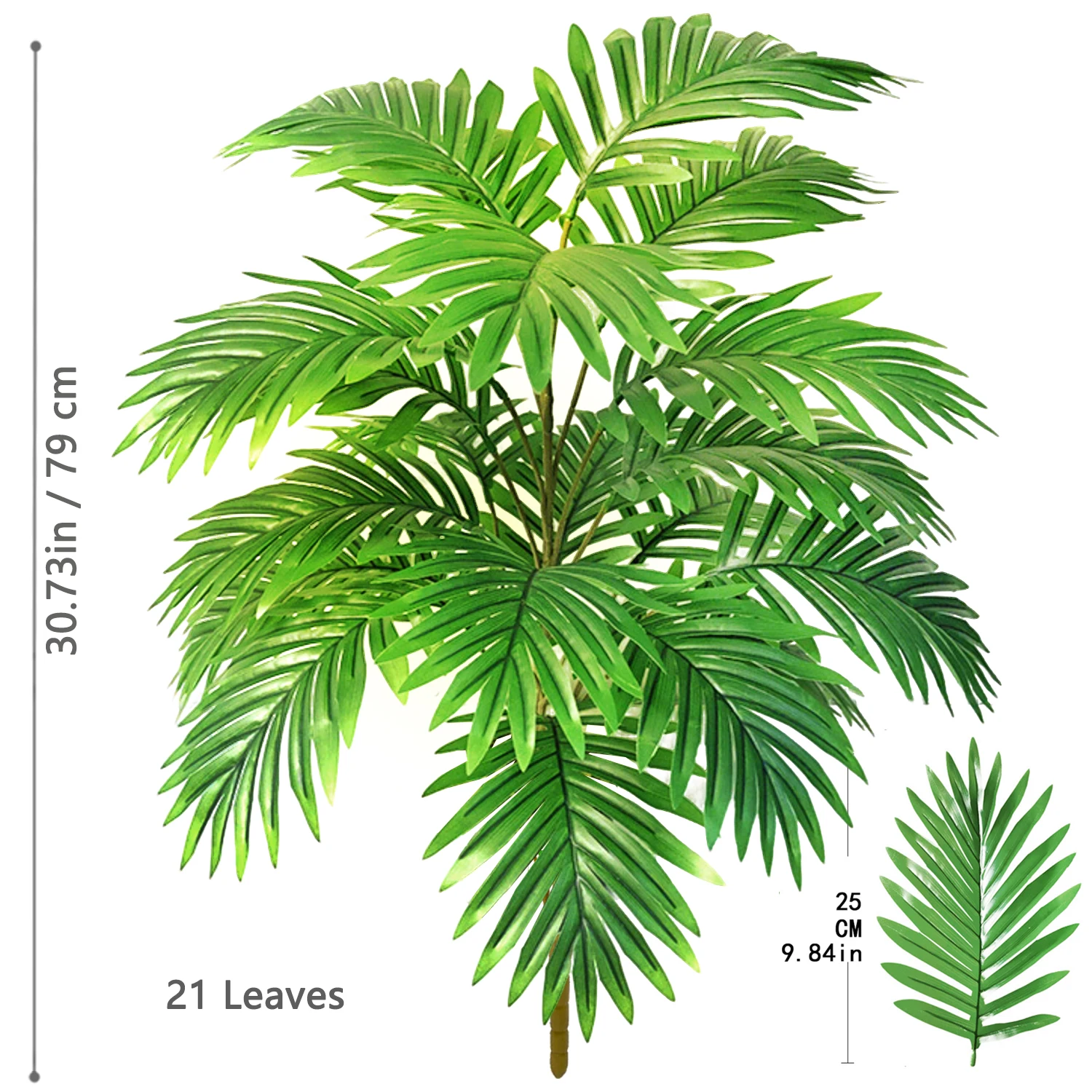 NONE 68–145 cm (57 Zoll) künstlicher Palme, tropische Kunstpflanze, grüne Kunststoff-Palmenblattzweige, geeignet für die Dekoration von Hausgarten 10