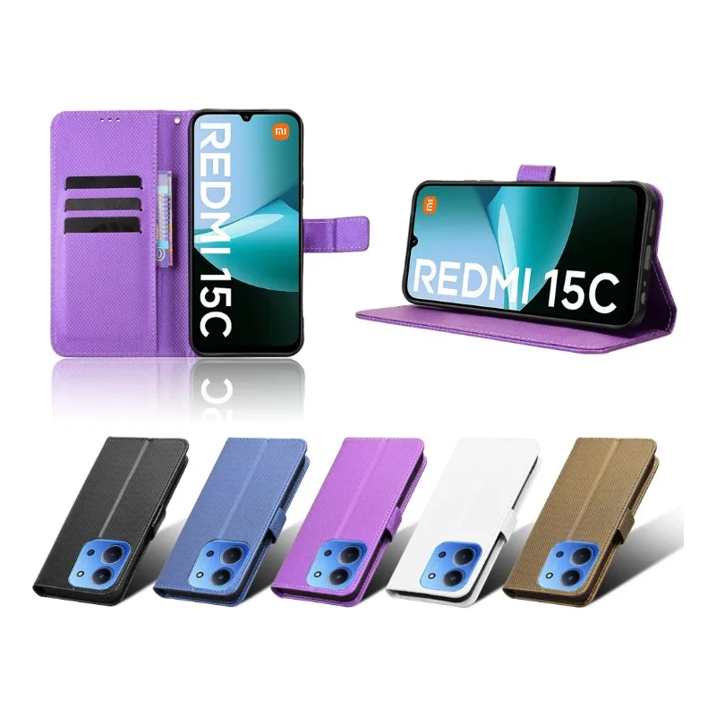 

Для Xiaomi Poco C85 флип-кошелек чехол с алмазными зернами кожаный магнитный кронштейн чехол для Xiaomi Poco C85 чехол