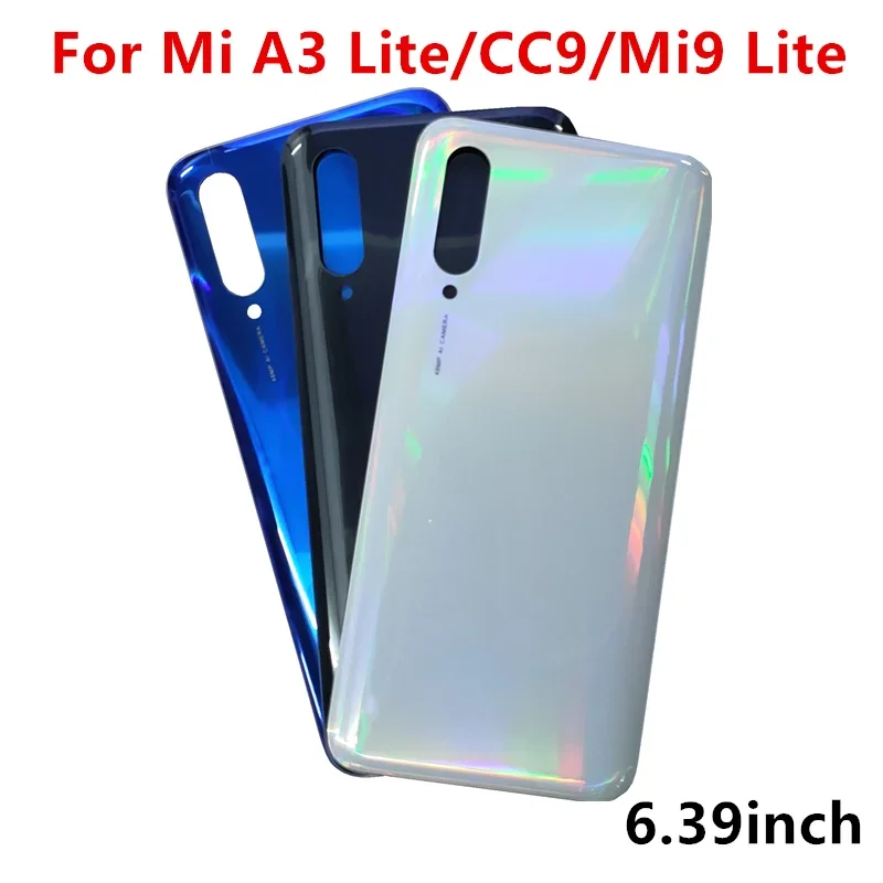 Housing For Xiaomi  A3 CC9E Mi9 Lite  Glass Battery Cover Repair Back Door Phone Rear Case   Logo Adhesive