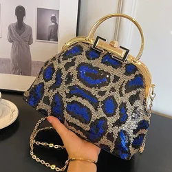 Designer Women Bling Party Handbags pochette da sera Lady paillettes borse a tracolla banchetto Blue Green Chain Messenger Bags Shell Clip