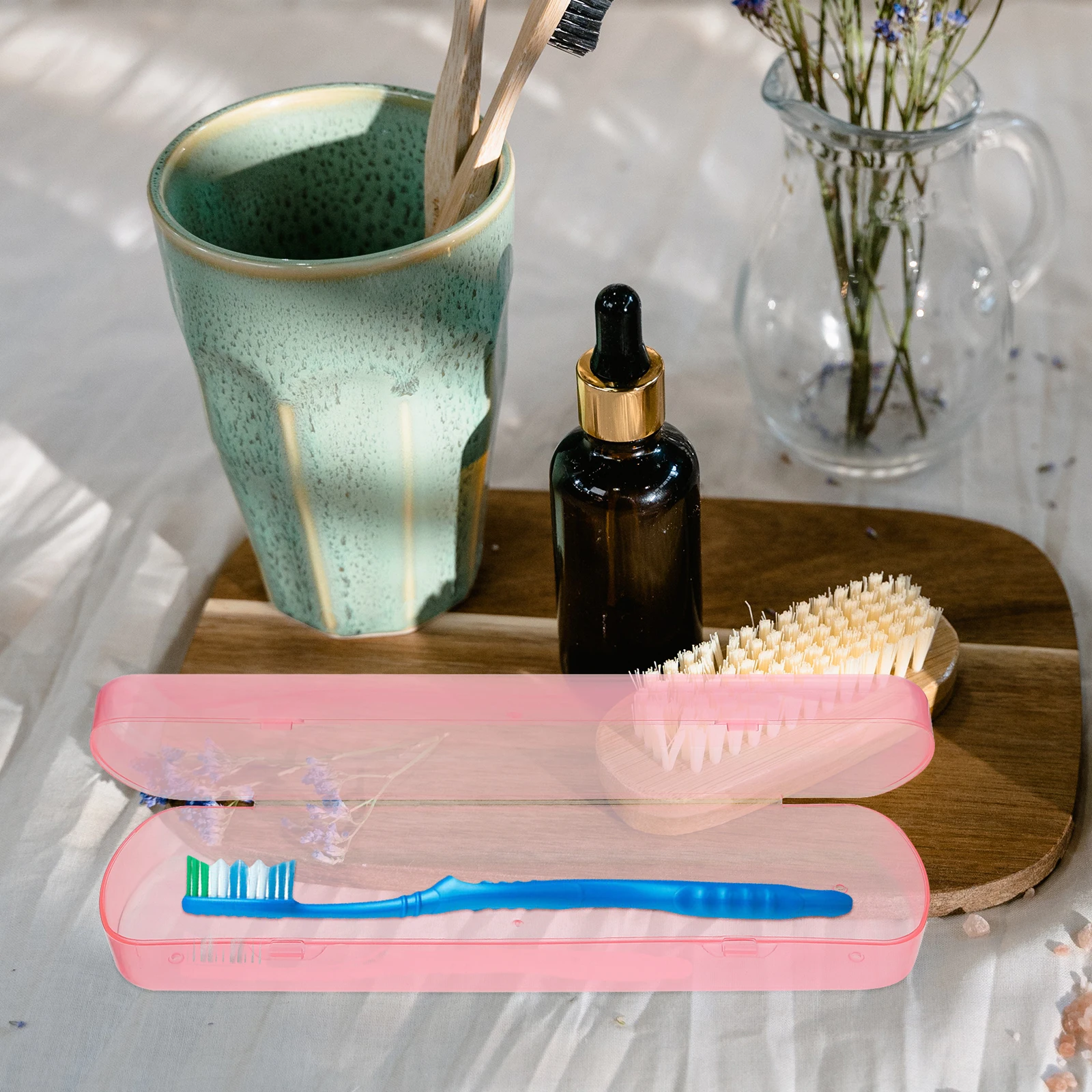 

4pcs Travel Toothbrush Box Hard Plastic Storage Container Buckle Camping Business Durable Organizer Airtight for Toothbrush