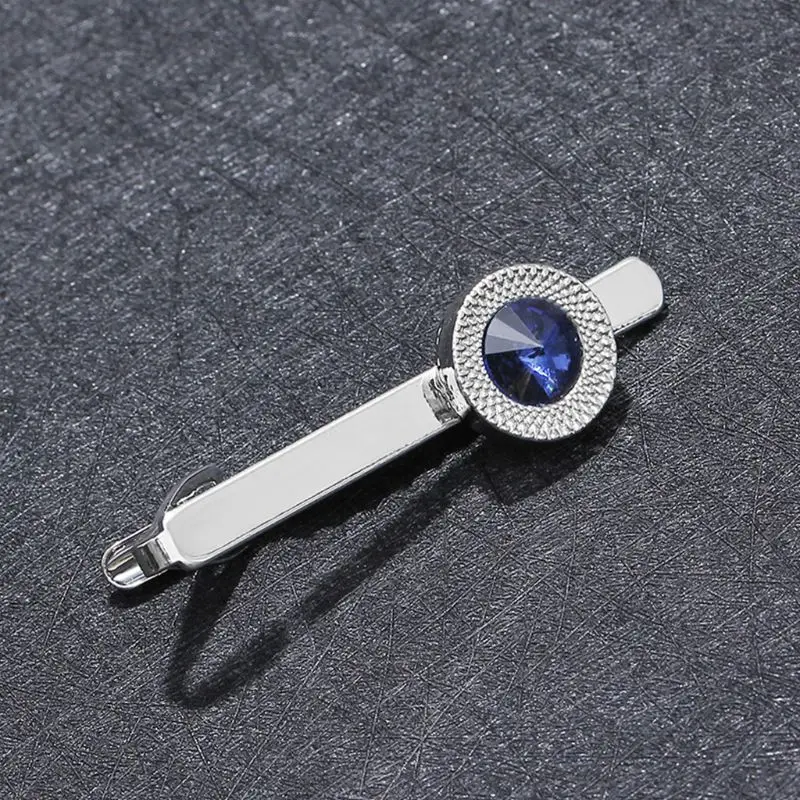 New Simple Style Metal Crystal Silver Tie Clip For Men Wedding Necktie Tie Clasp