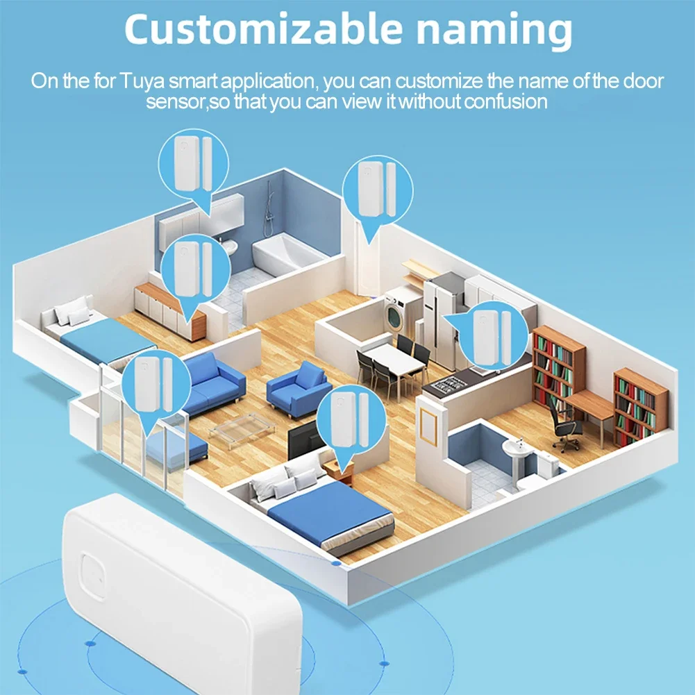 Inteligentny czujnik 2 w 1 dla Tuya dla inteligentnego alarmu magnetycznego drzwi z funkcją wykrywania temperatury i wilgotności Inteligentne produkty domowe