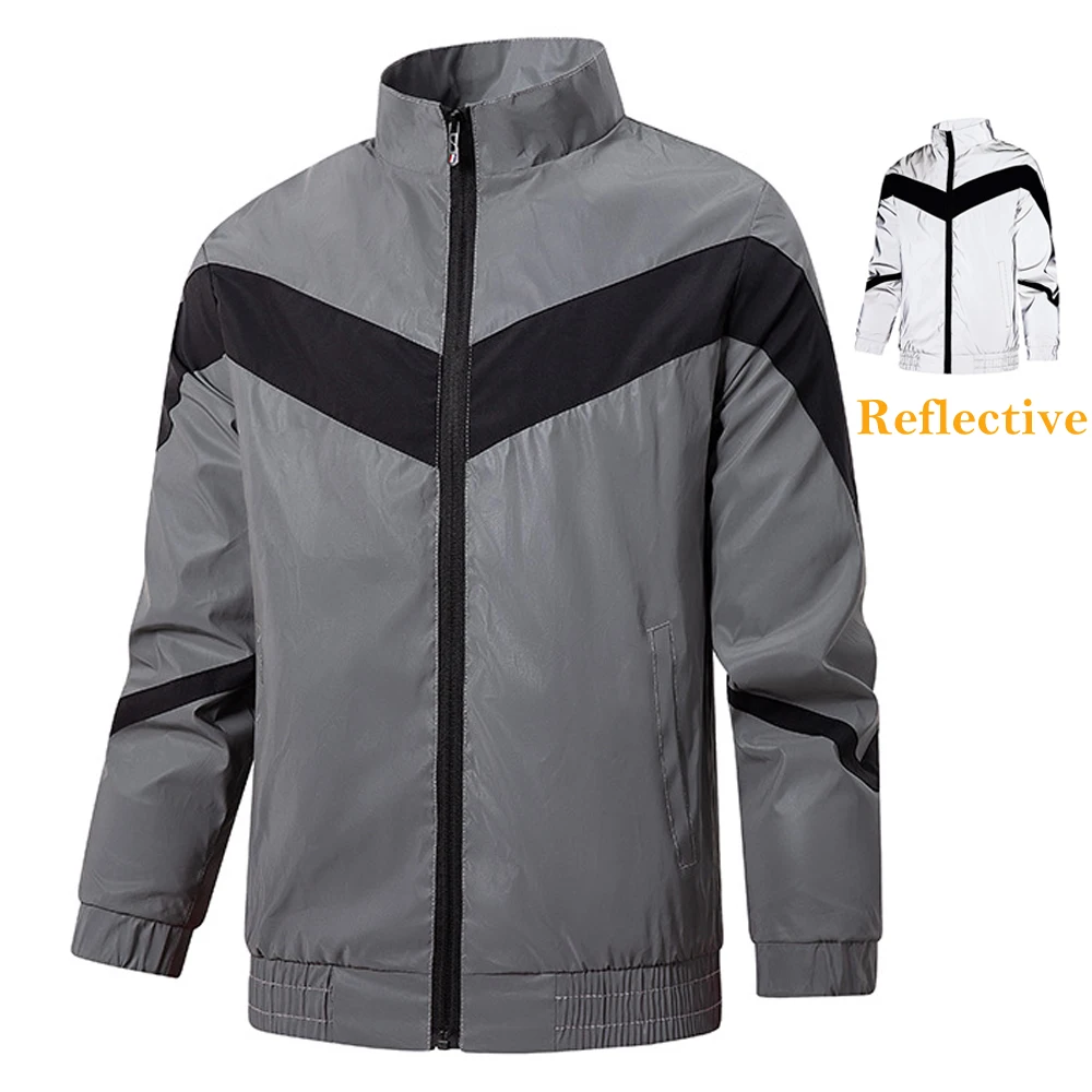 

Reflective Jacket Men Spring Autumn Outdoor Windbreaker Fashion Fishing Climbing Hikking Trekking Patchwork Outerwear Windproof