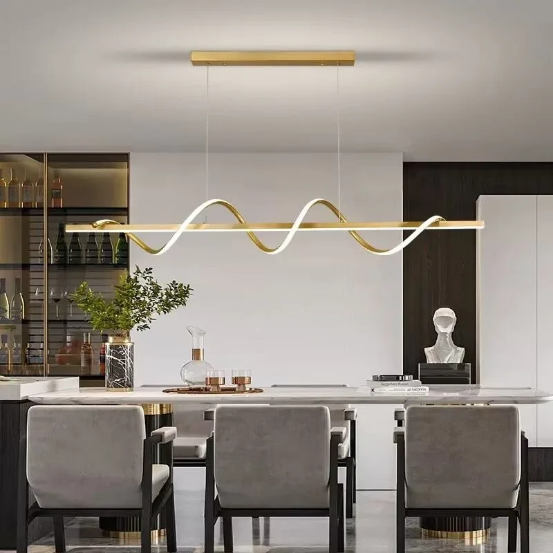 

Nordic Luxury Modern Minimalist Linear Metal Glass Creative Pendant Light for Bar Dining Restaurant Ceiling Lighting Room Decor