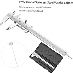 Professional Stainless Steel Vernier Caliper Gauge Sliding 0-150mm Gauge Measurement Tool Inside Outside Depth Step Micrometer