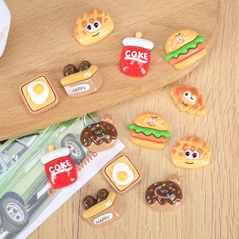 

100pcs Resin Kawaii Cartoon Charms Bread Cake Flatback Simulation Food Art Supply Cabochon DIY Craft Decoration Accessories