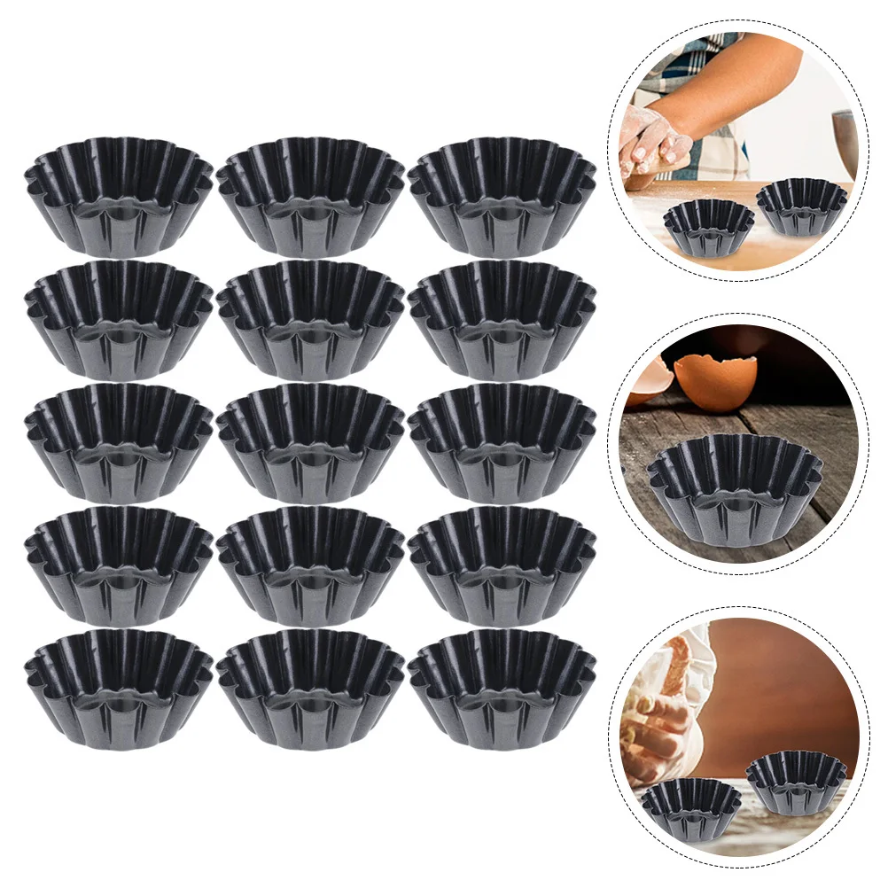 

15Pcs Egg Tart Baking Molds Premium Carbon Steel Non-Stick Reusable Tart Pans for Home Kitchen Hotel Restaurant Use