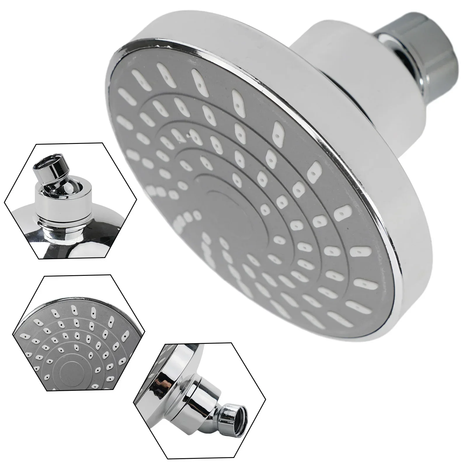 

ABS Round Shower Head Sprayer Adjustable Rainfall Wall-Mounted Bathroom Fixture Faucet Replacement Accessories