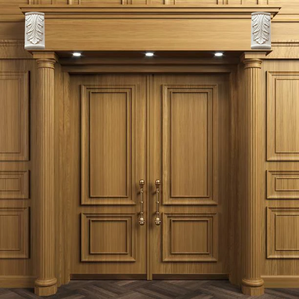 ملصق عمود منحوت من الخشب الصلب الأوروبي - خزانة خشبية رائعة / زينة باب لتزيين المنزل العتيق بنفسك