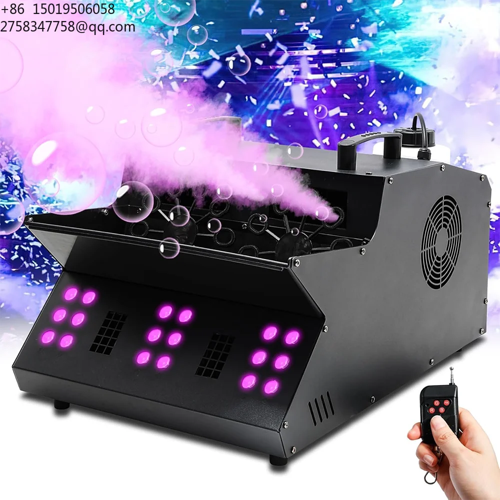 Wholesale 2000w Fog Smoke+bubbles Dmx 18led 2in1 Machine Iron or Plastic With Wheel for Weeding Party Club Bar Stage Eff