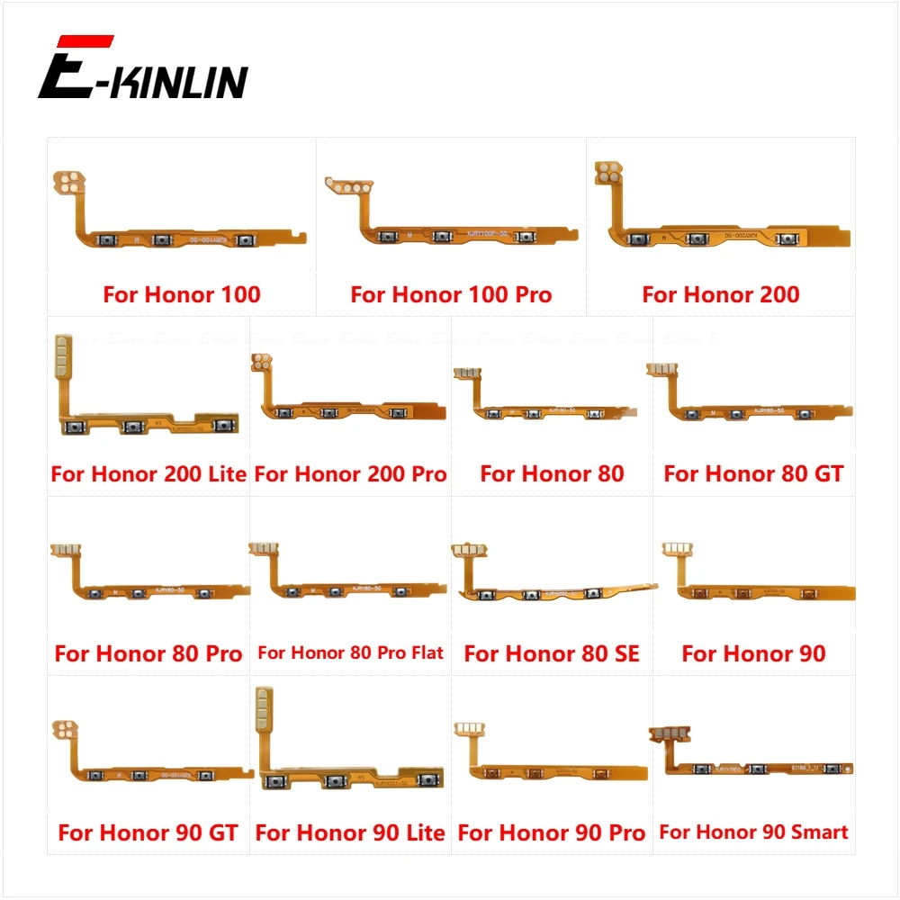 Power ON OFF Key Mute Silent Volume Button Ribbon Flex Cable Parts For HuaWei Honor 100 200 80 90 Pro Flat Lite GT SE Smart