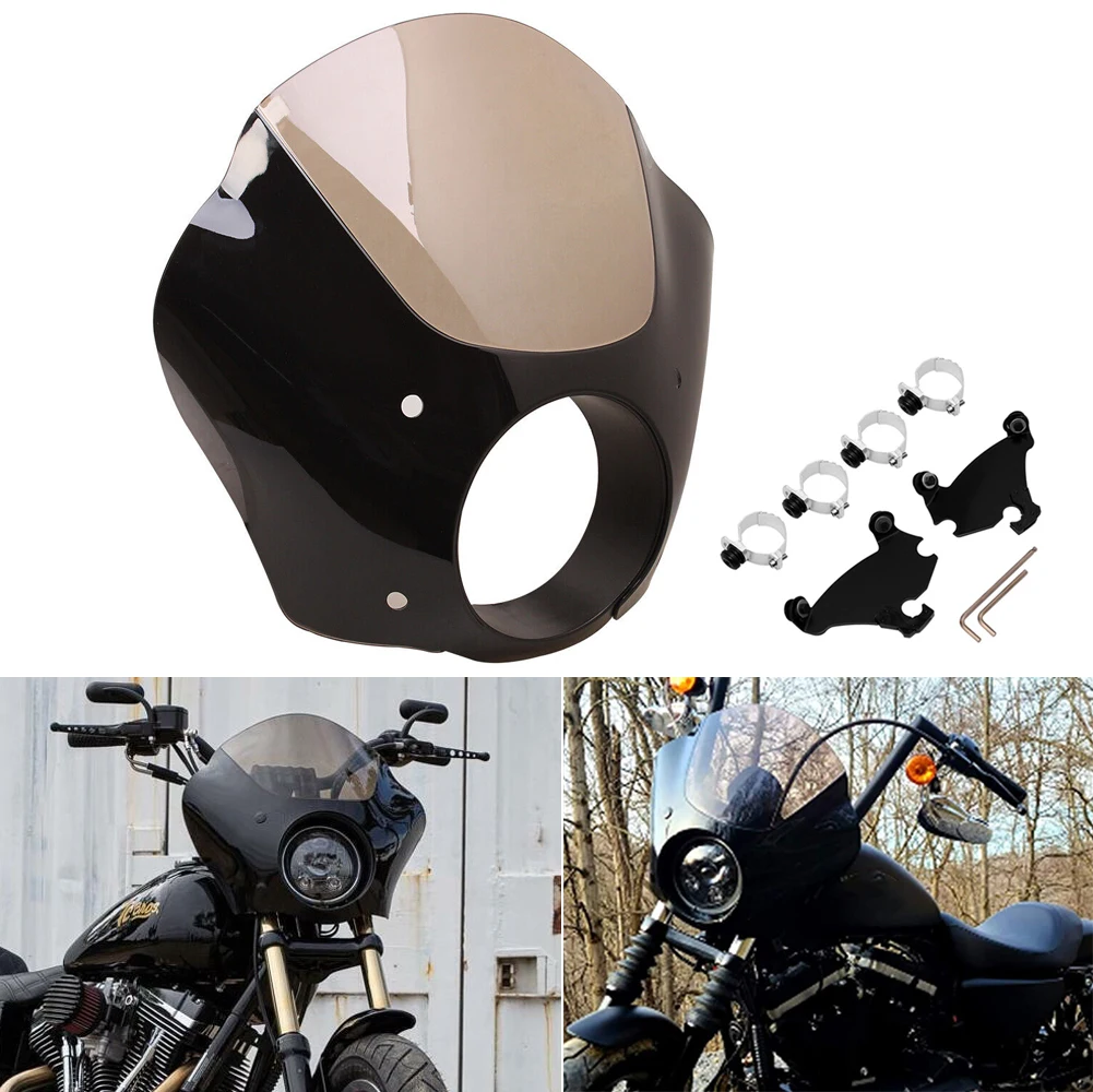 

Черный обтекатель передней фары мотоцикла, кронштейн для лобового стекла для Harley Sportster XL 1200 883, Custom XL883N