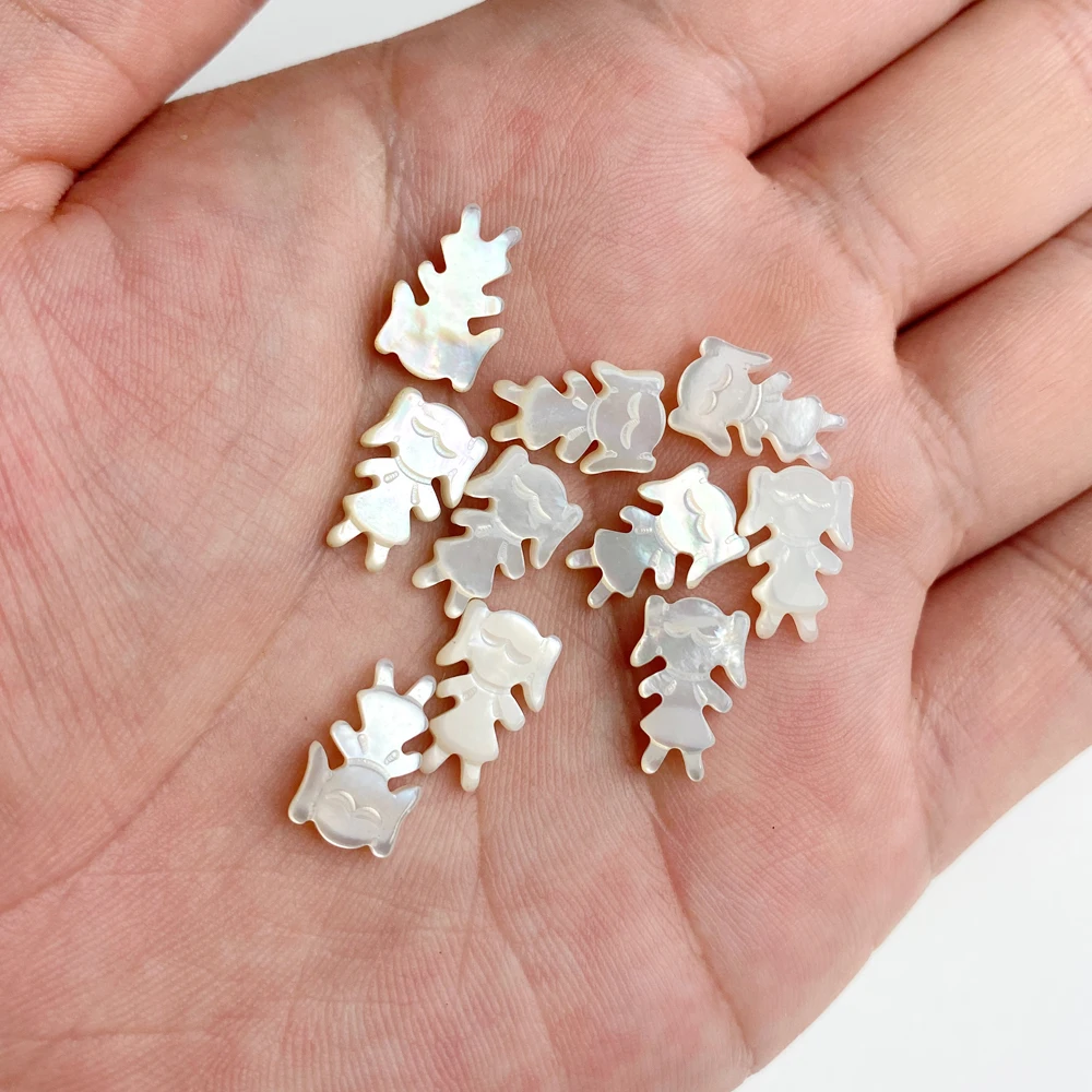 1PC Natural Mother of Pearl Shell Pendant Girl Boy Dove of Peace Carved Charms For Making DIY Necklace Earrings Accessories