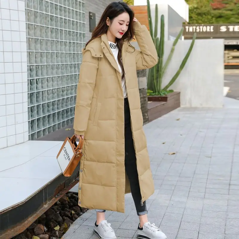 Winter Coat for Women Korean Fashion Loose Large Size Long Parkas Double Placket Hooded Windproof Warm Luxury Cotton Jacket