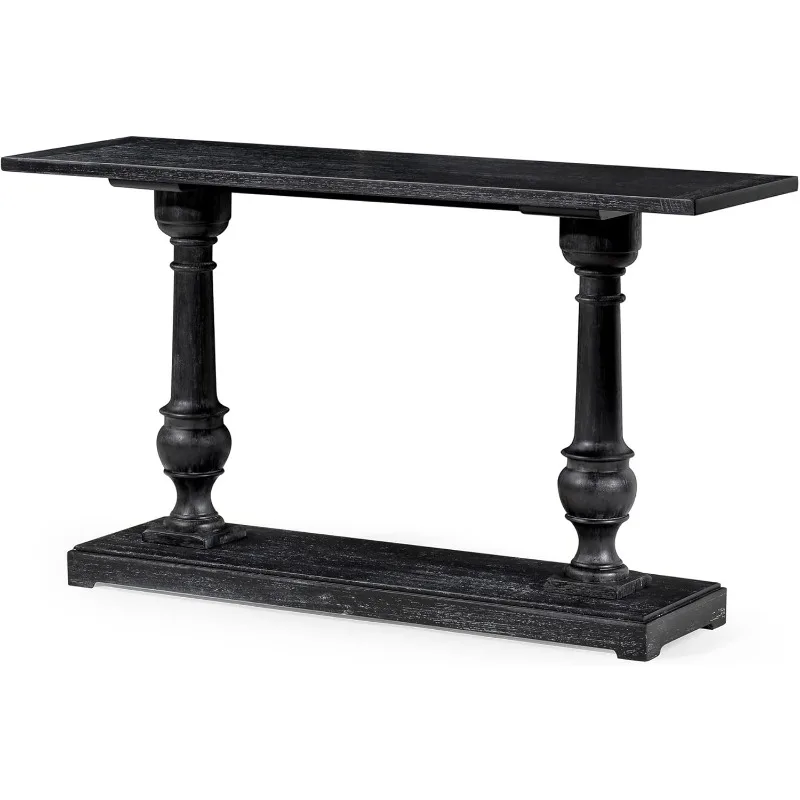 Arthur Traditional Rectangular Accent Console Table for Small Spaces and Front Door Entrance Hallway in Antiqued Black Finish