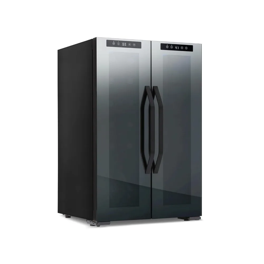 

20" Dual Zone Beverage Wine Cooler Mini Fridge Built-In Under Counter 12 Bottles 39 Cans Freestanding, Custom