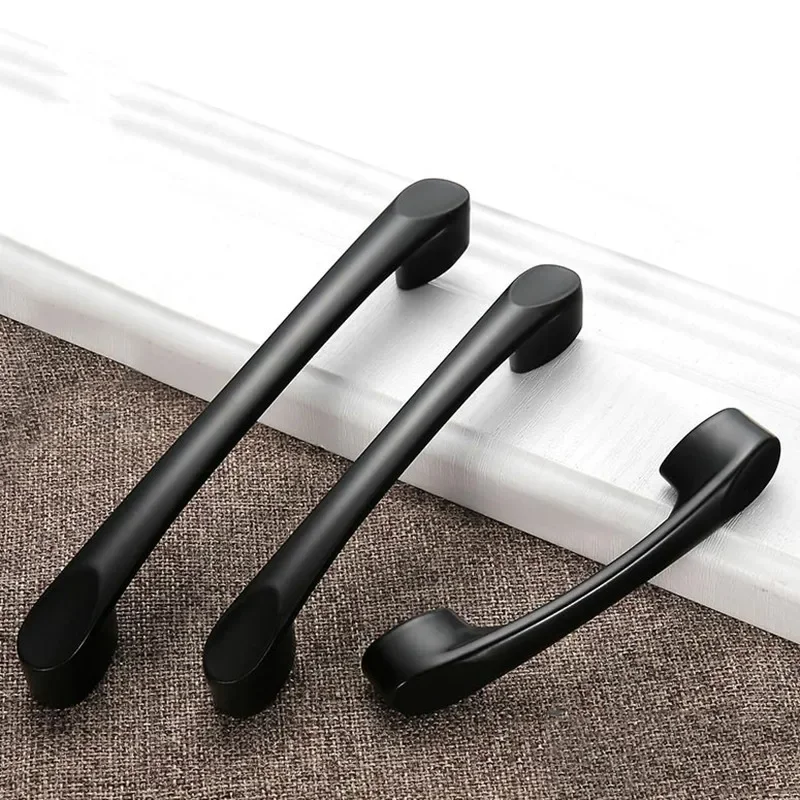JD American Style Black Cabinet Handles Aluminum Alloy Kitchen Cupboard Pulls Drawer Knobs Fashion Furniture Handle Hardware