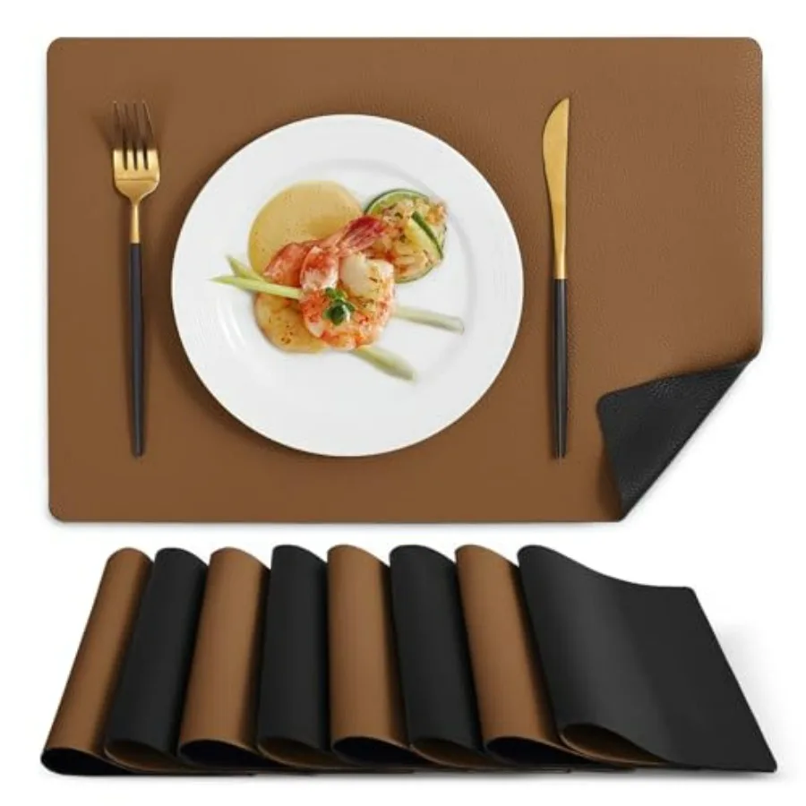 

Vinyl Placemats Set of 8 Heat Resistant Place Mats 100 Waterproof Washable Wipeable Faux Leather Reversible Table Mats for Kitc