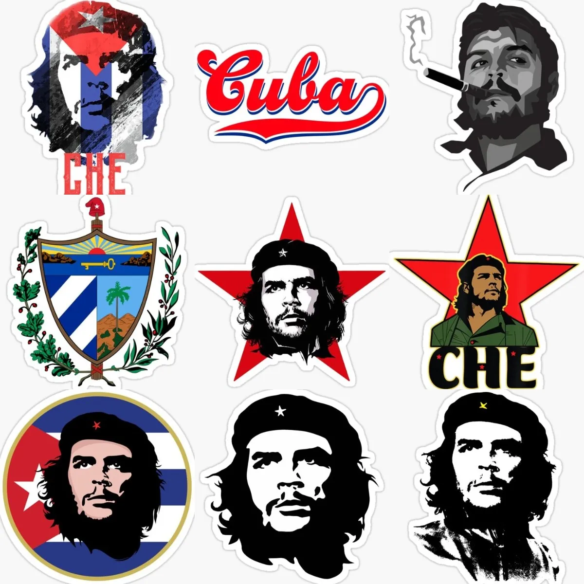 Cuba Flag Map National Emblem Great Che Guevara Stickers Laptop Car Window Glass Truck Bicycle Wall Room Table Decal Customized