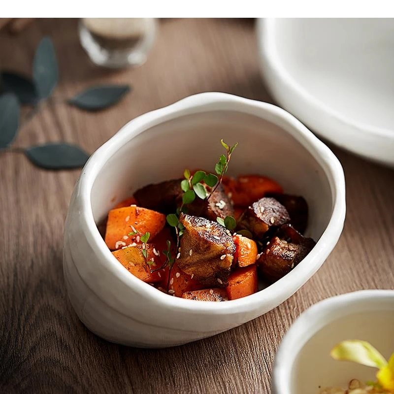 Alien Irregular Dinner Plate Dish Bowl Home Snack Dessert White Ceramic Salad Kitchen Utensils Porcelain New