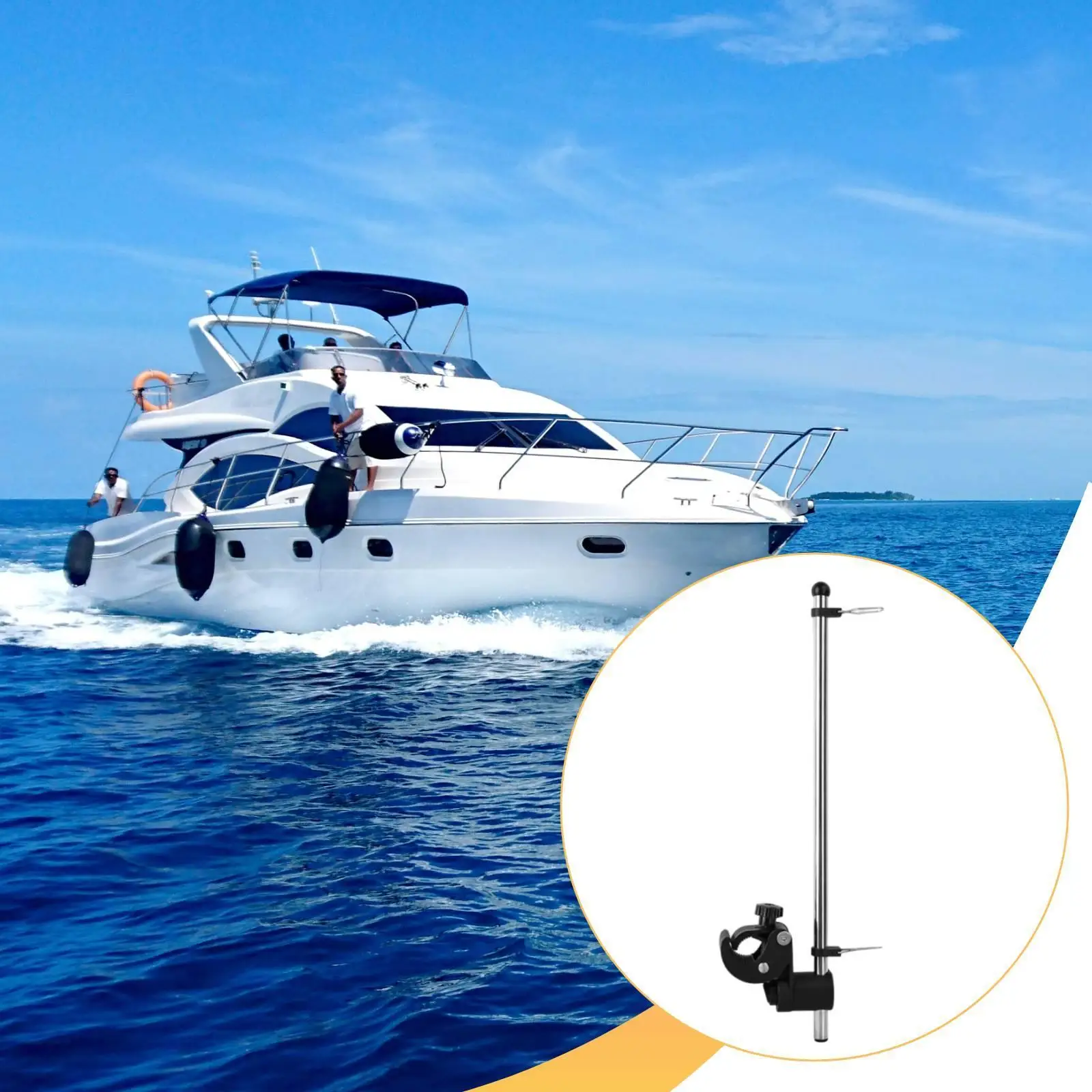 Stainless Steel Marine Flag Mount Adjustable Holder Outdoor Weatherproof Flagpole Stand for Boat Rail Attachment - view 6