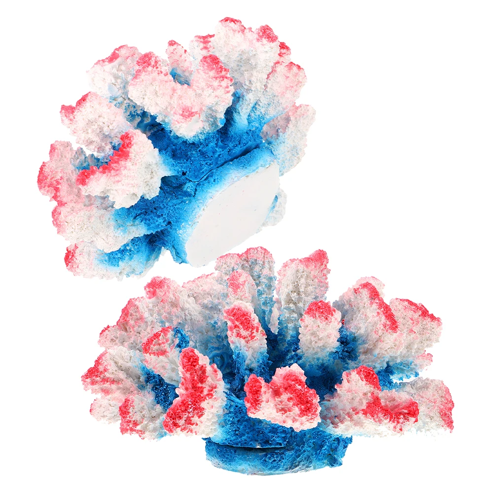 

2pcs Aquarium Coral Ornament Resin Fish Decoration Realistic Underwater Coral Decor For Freshwater Turtle Tank Accessories Large