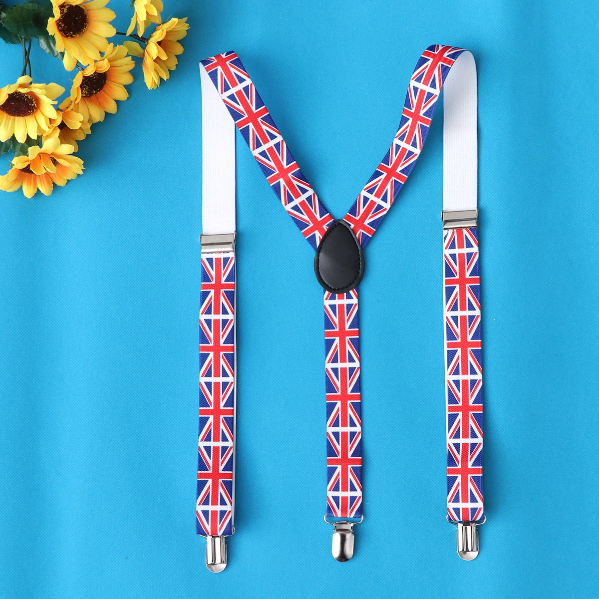 

Elastic Clip on Suspenders Adjustable Unisex Printing Sun Protection Fashionable UK Flag Great for Jeans Shorts