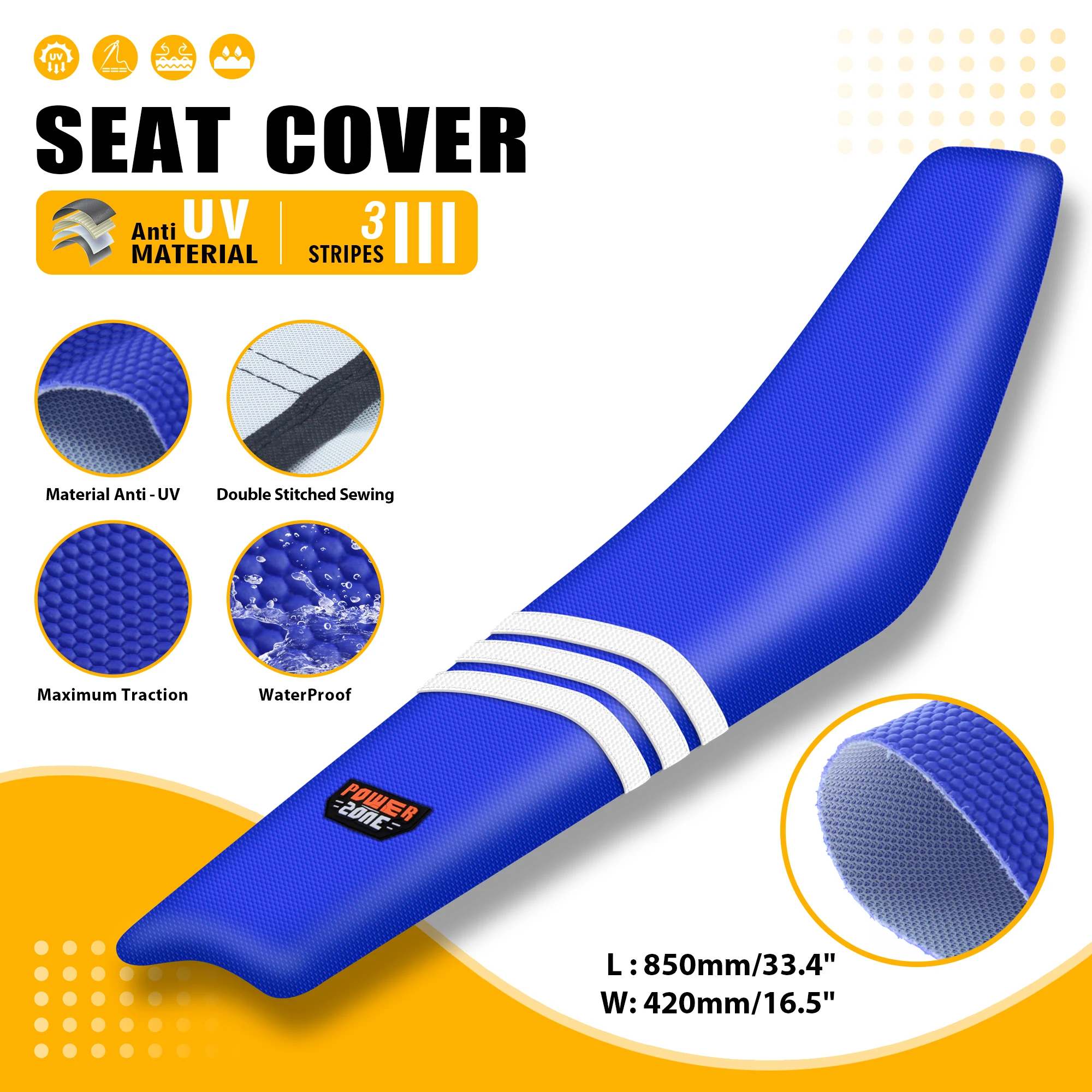 Powerzone Universal Striped Soft Seat Cover For KTM HUSQVARNA HONDA YAMAHA SUZUKI Motorcycle Waterproof Rubber Seat Cushions