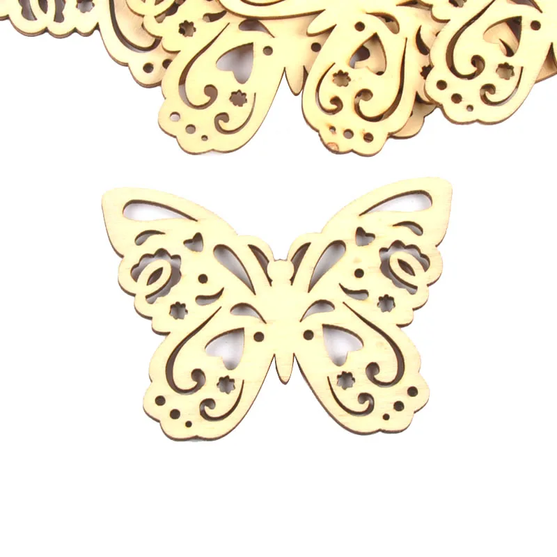 10pcs Hollow Butterfly Wooden Pendant For Kid Paint Scrapbooking Wood Crafts Supplies DIY Accessories Ornament Home Decor m2128