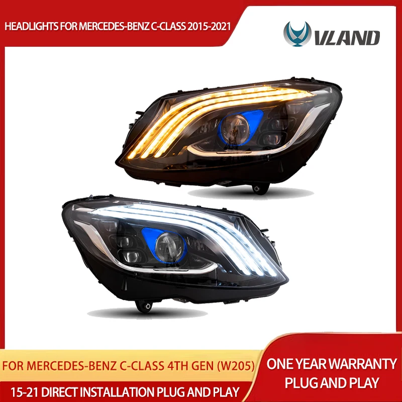 

15-21 Mercedes-Benz C-Class 4th Gen (W205) Vland LED Matrix Headlight Black