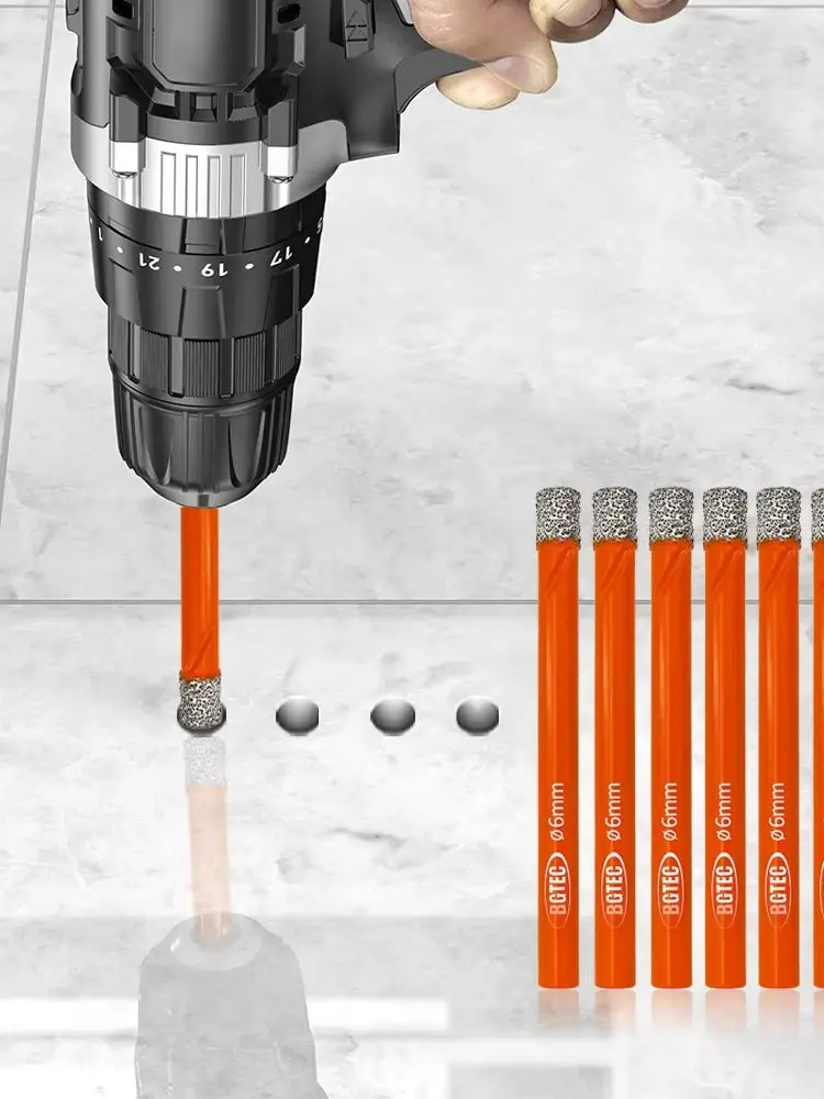 BGTEC 10 stks/set 6mm Ronde Schacht Diamantboren Keramische Tegels Graniet Marmer Metselwerk Droog Werken Vacuümgesoldeerde Boren - afbeelding 2