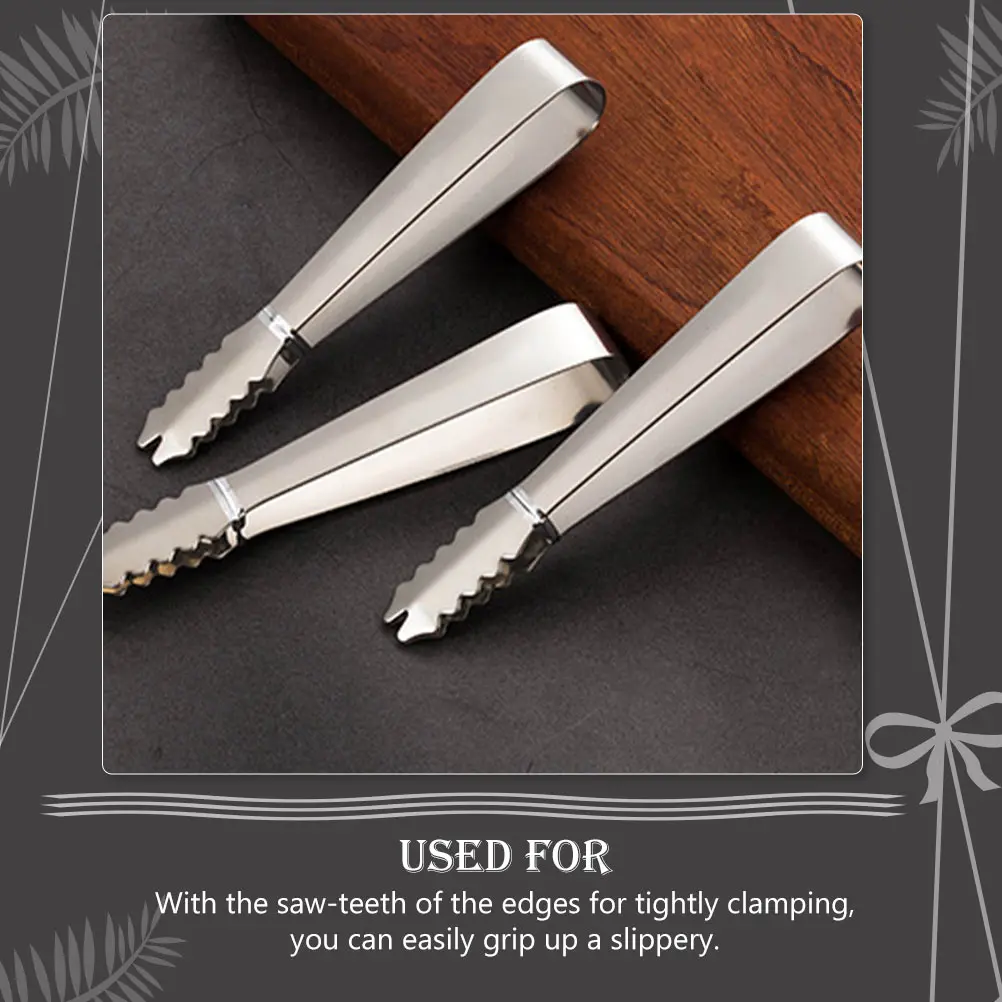 

3 PCS Ice Cube Tongs Stainless Steel Serving Cubes Small Picker Silver Lifting Travel