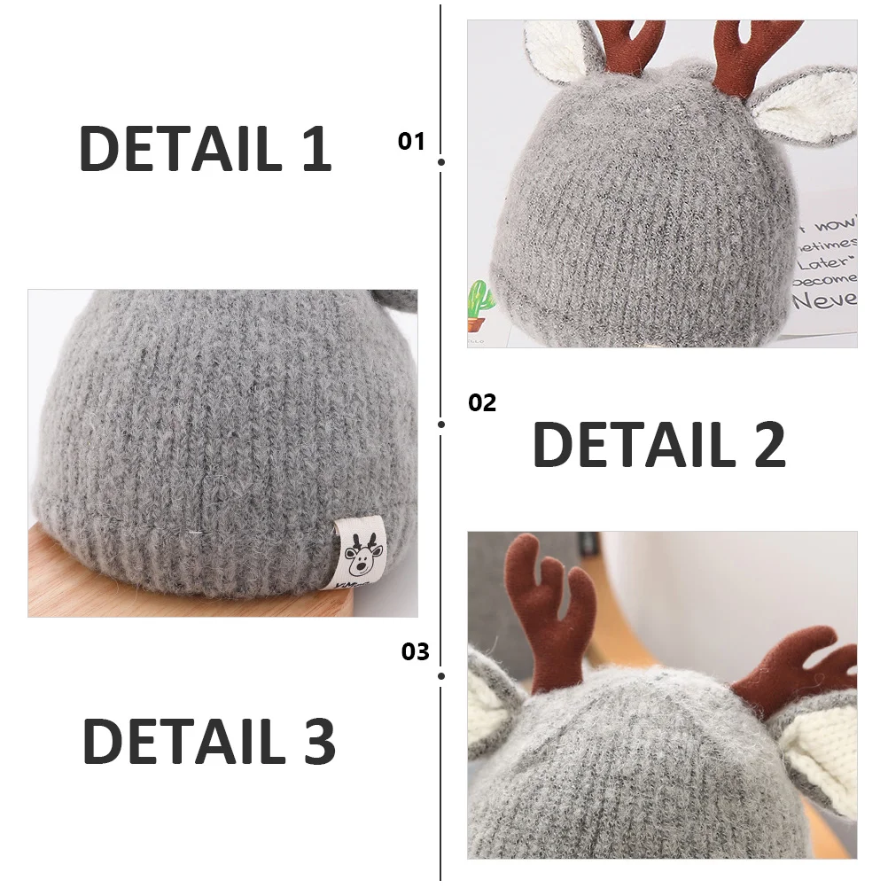 

Winter Baby Hat Kids Knitted Antler Warm Woolen Newborn Crochet Soft Durable Healthy Premium Material Lovely Style
